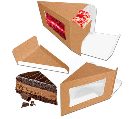 Caixa Fatia Bolo Branco/Kraft - Pack 10un