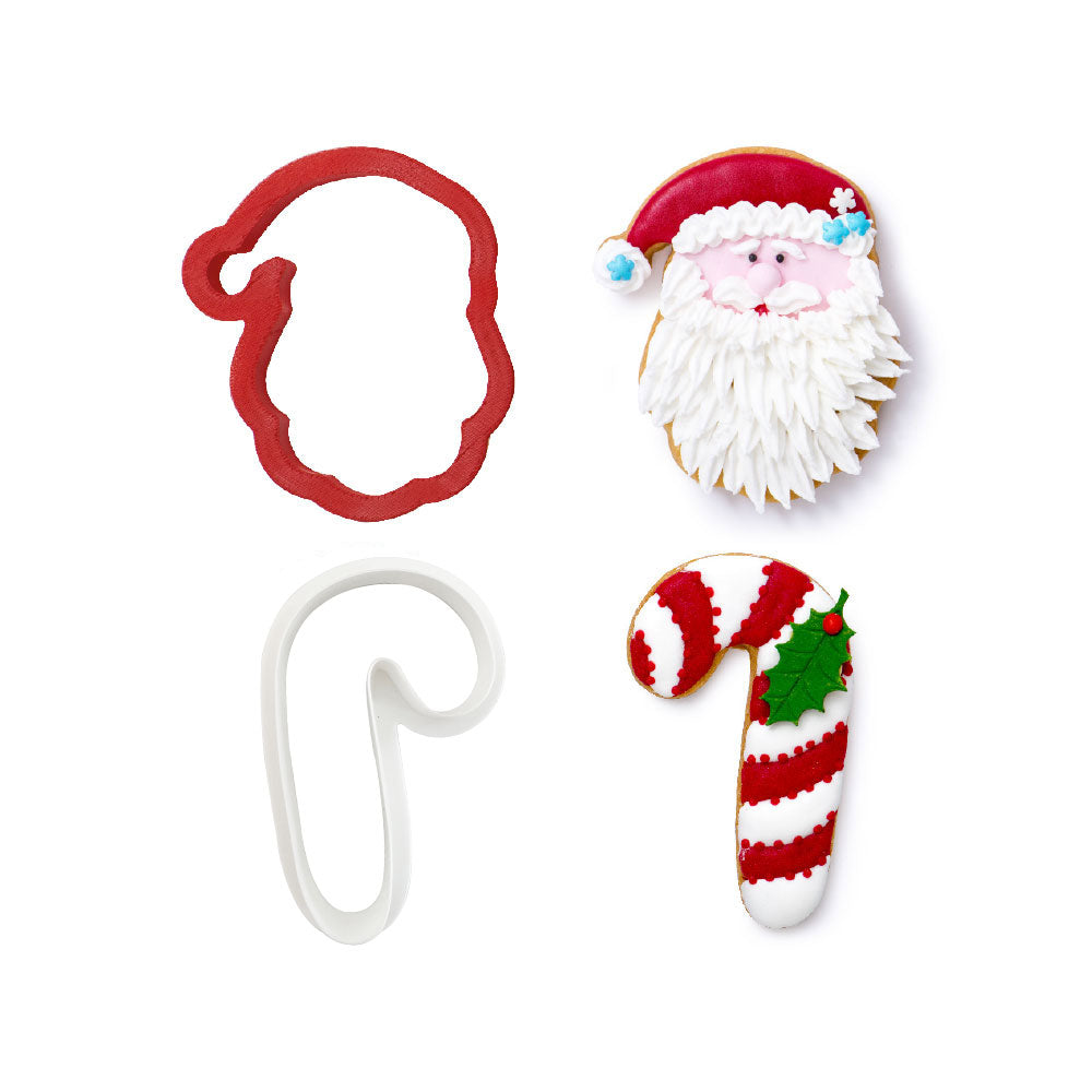 Conjunto de Cortador e Marcador de Pai Natal e Bengala