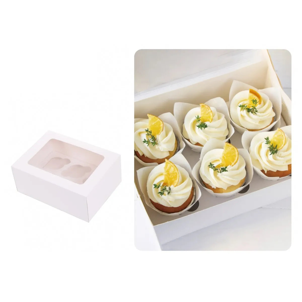 Caixa 24x18x10cm 6 Cupcakes c/2 Unidades