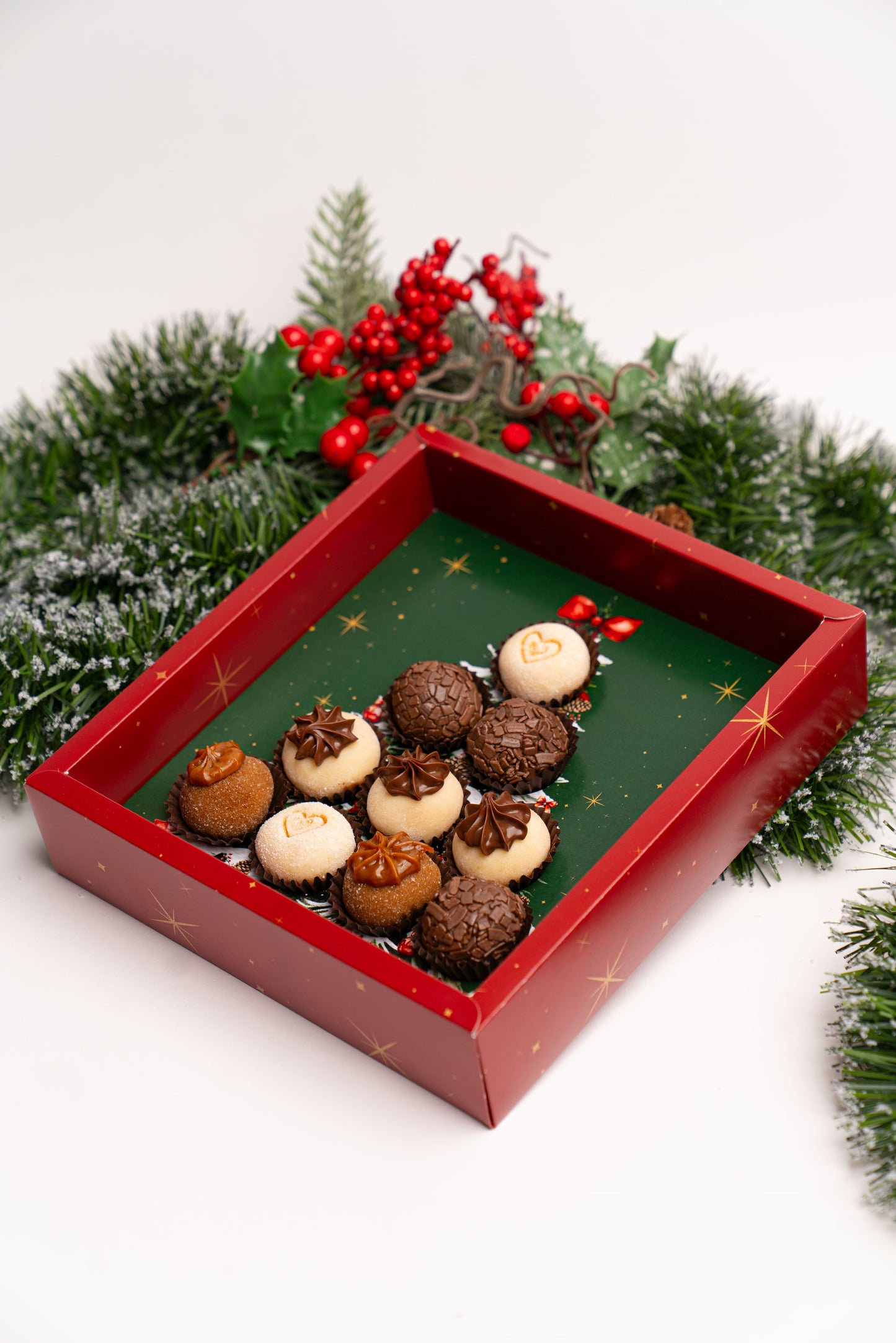 Caixa Vermelha Árvore p/ 10 Brigadeiros