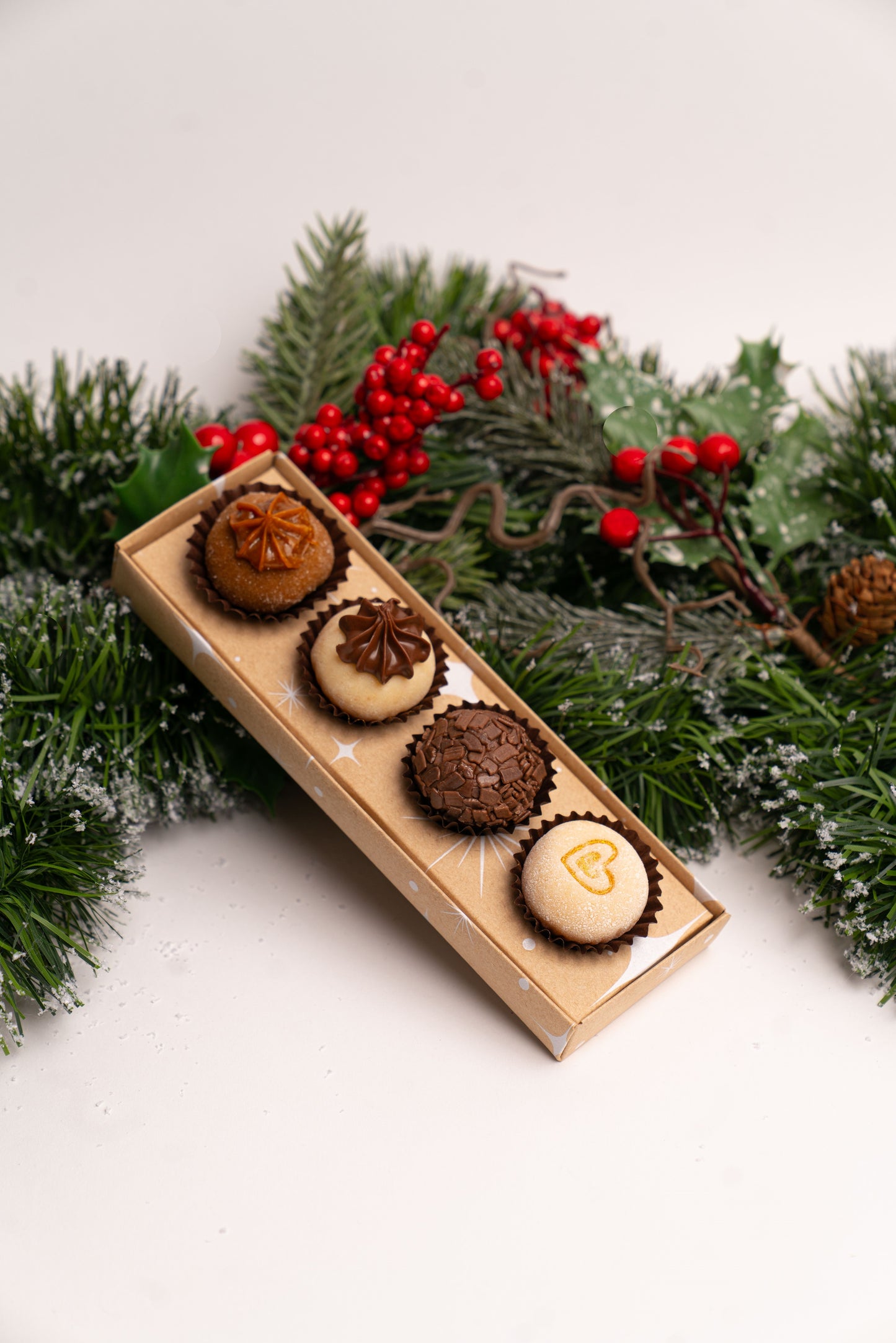 Caixa Kraft 4 Doces - Linha Estrela de Natal