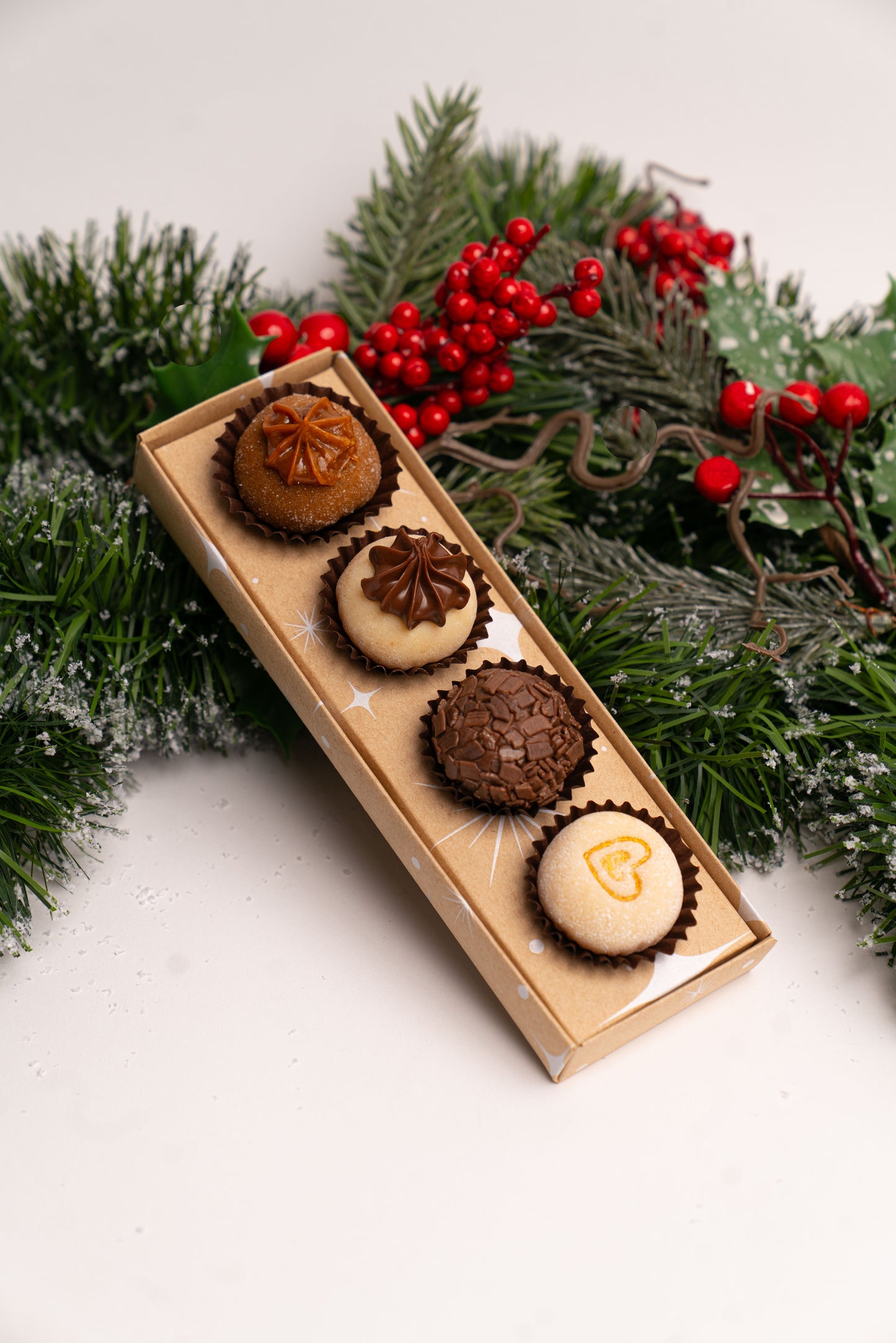 Caixa Kraft 4 Doces - Linha Estrela de Natal
