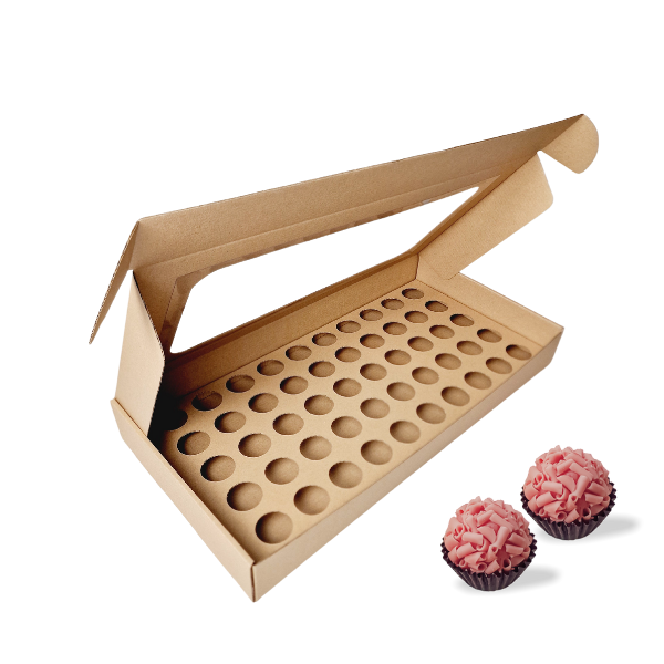 Caixa p/ 50 Brigadeiros c/janela Kraft - PACK 10UN