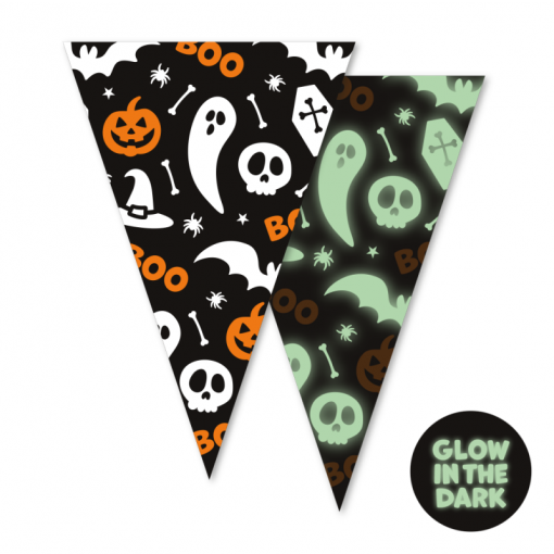 Bandeirola Triangular 6m Boo (Brilha no escuro) - Halloween