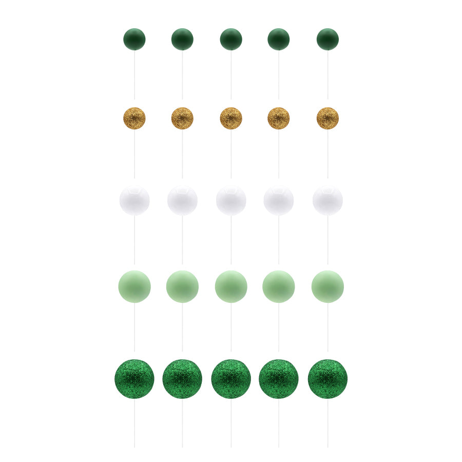 Conjunto Esferas Verde & Ouro