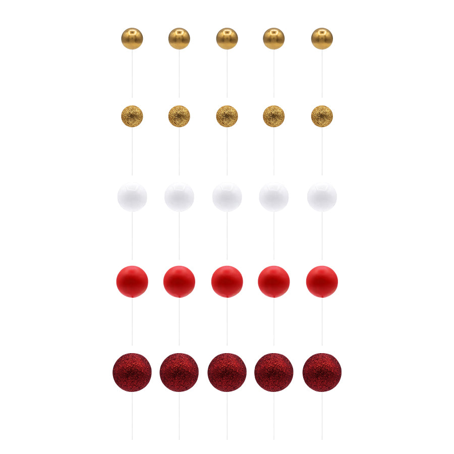 Conjunto Esferas Vermelho & Ouro