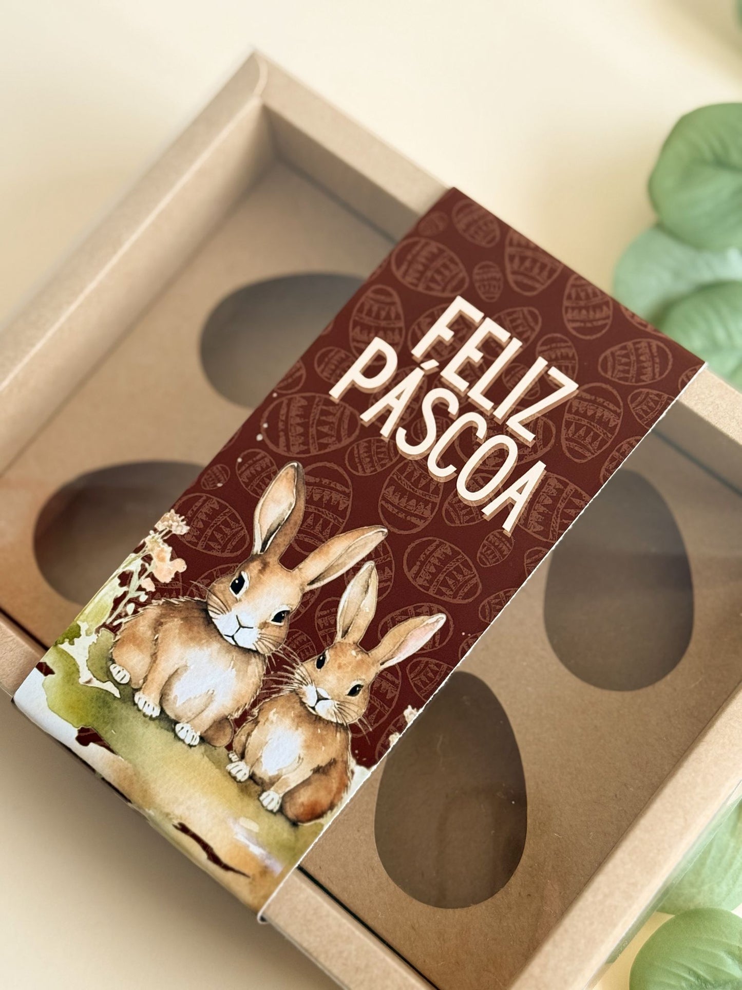 Cinta Para Caixa 6 Mini-Ovos 50g / 4 Mini-Ovos + 3 Doces - Linha Campo