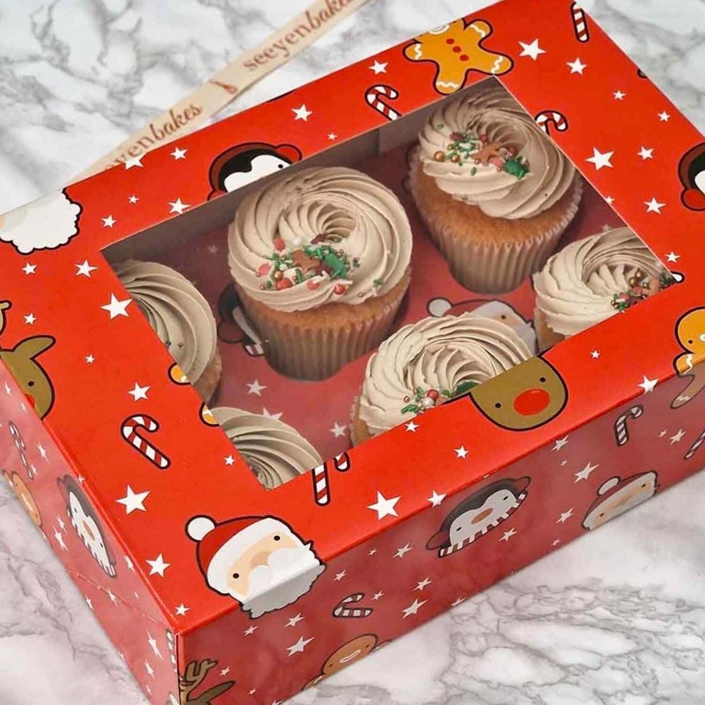 CONJUNTO DE 2 CAIXAS PARA 6 CUPCAKES SIMPLY MAKING - PERSONAGENS DE NATAL