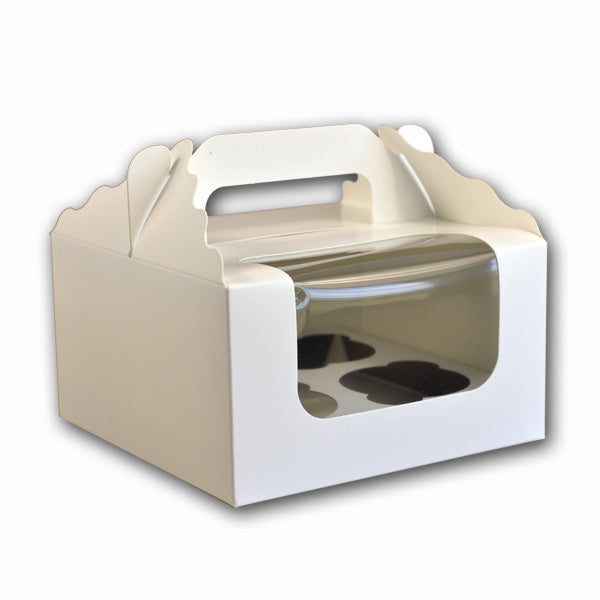 White Cupcake Box for 4 Cupcakes - Pack of 10