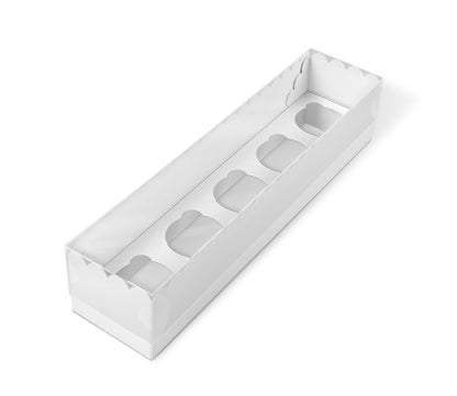 White Box for 5 Cupcakes with PVC Lid 