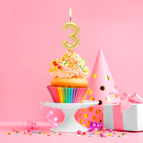 Vela de Aniversário Dourado 6cm nº3