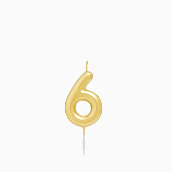 Vela de Aniversário Dourado 6cm nº6