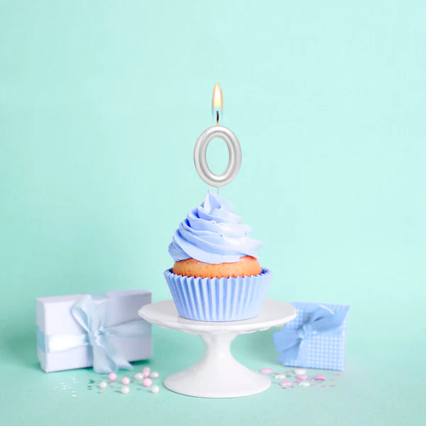 Vela de Aniversário Prateado 6cm nº0