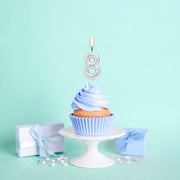 Vela de Aniversário Prateado 6cm nº8