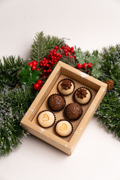 Caixa Kraft 6 Doces c/ Cinta - Linha Estrela de Natal