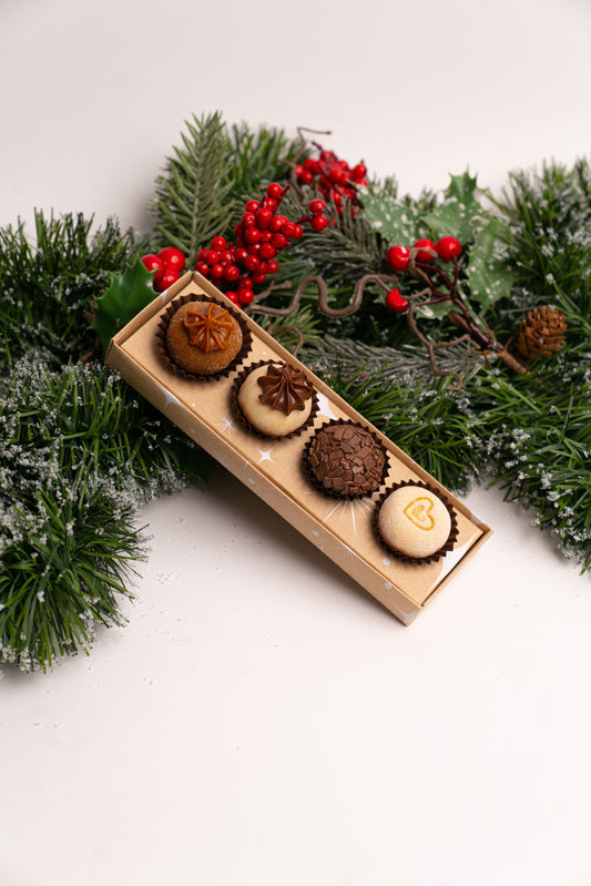 Caixa Kraft 4 Doces - Linha Estrela de Natal