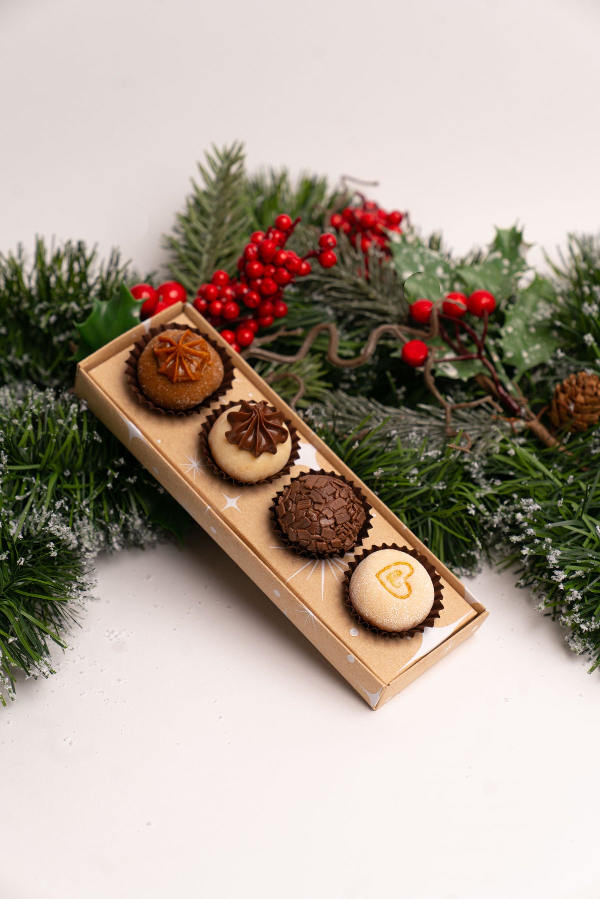 Caixa Kraft 4 Doces - Linha Estrela de Natal