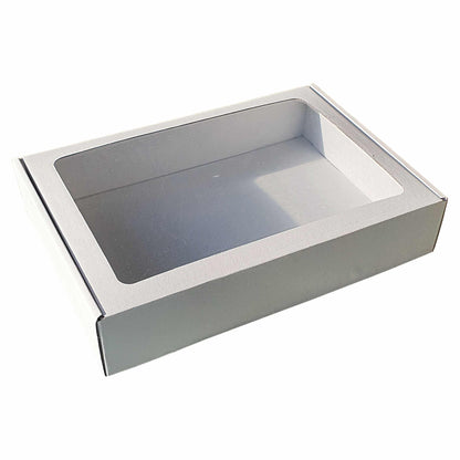 Cardboard Box Basket with Window 29x21x6cm - PACK OF 10