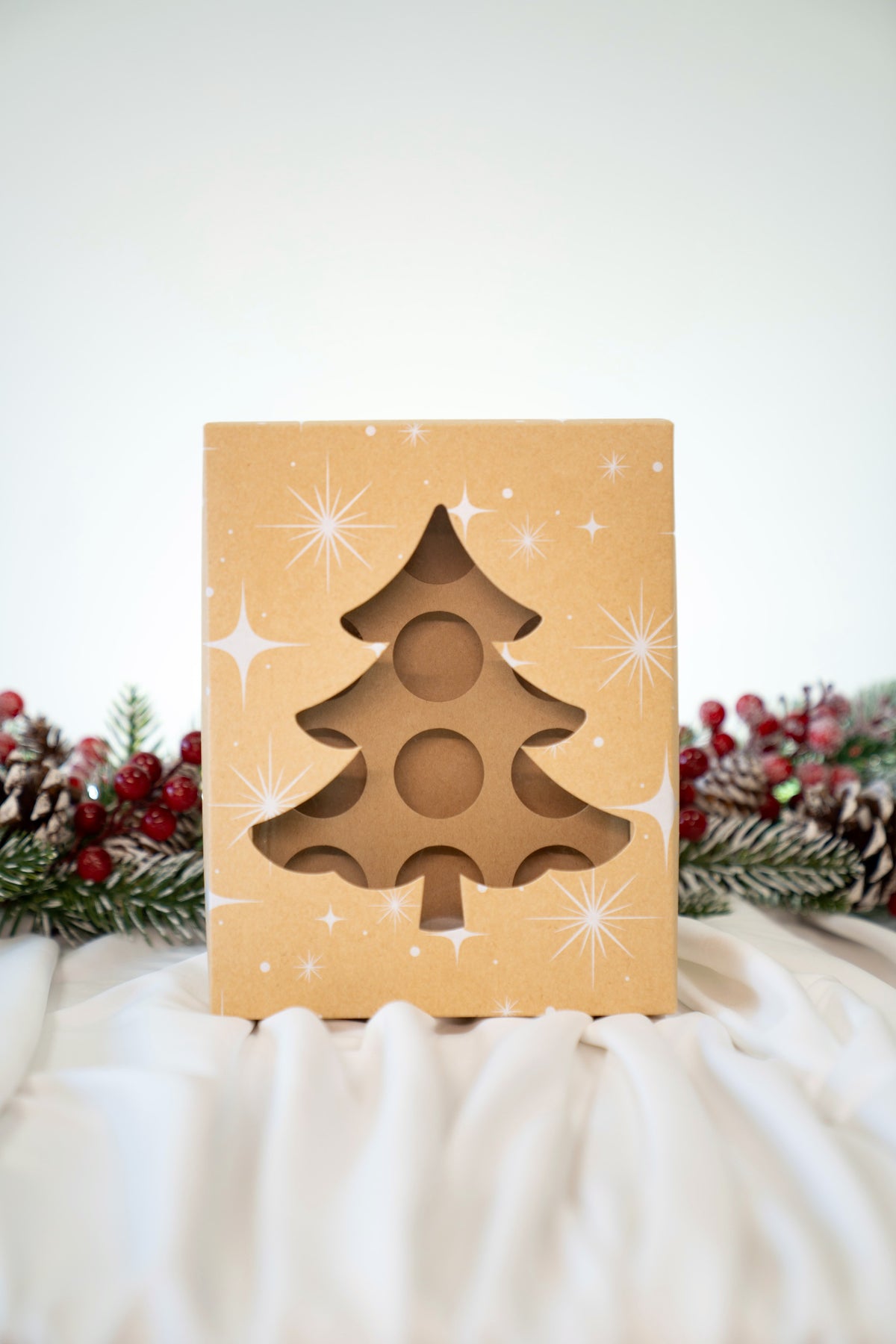 Caixa Kraft 12 Doces c/ Janela Árvore - Pack 10 un