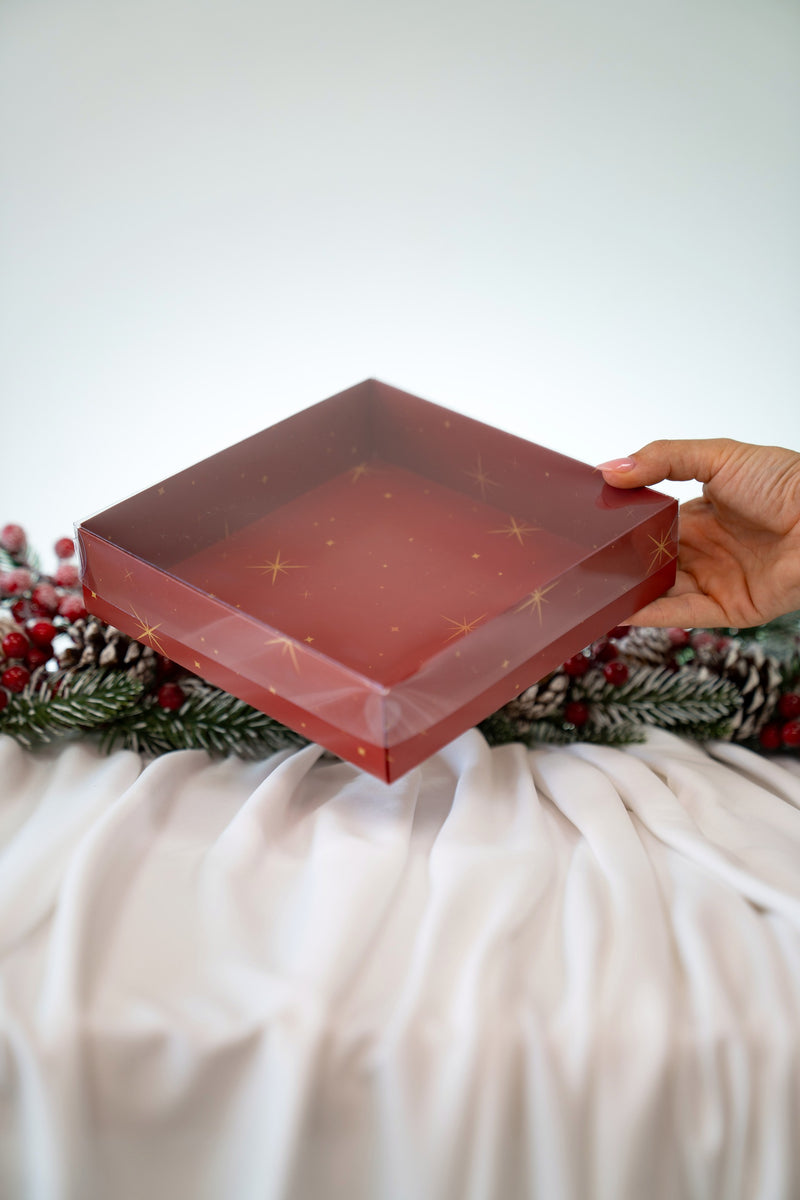 Red Box 20x20x4cm with Ribbon - Nostalgia Line