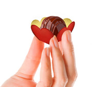 Heart-Shaped Chocolate/Brigadeiro Base - Red/Gold - Pack of 25
