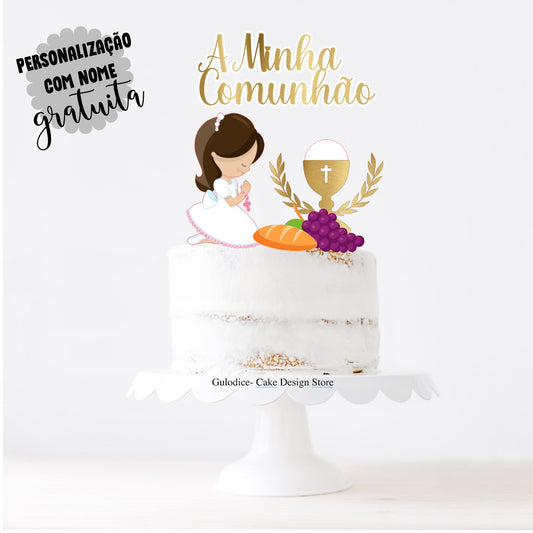 Topo Bolo Comunhão Menina - Ref. 001