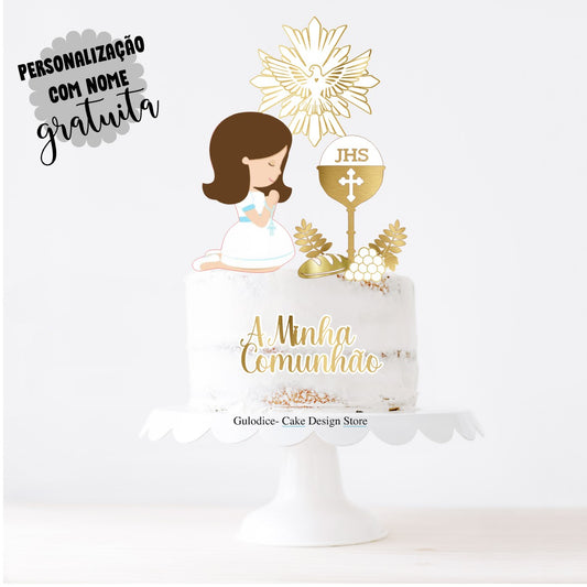 Topo Bolo Comunhão Menina - Ref. 002