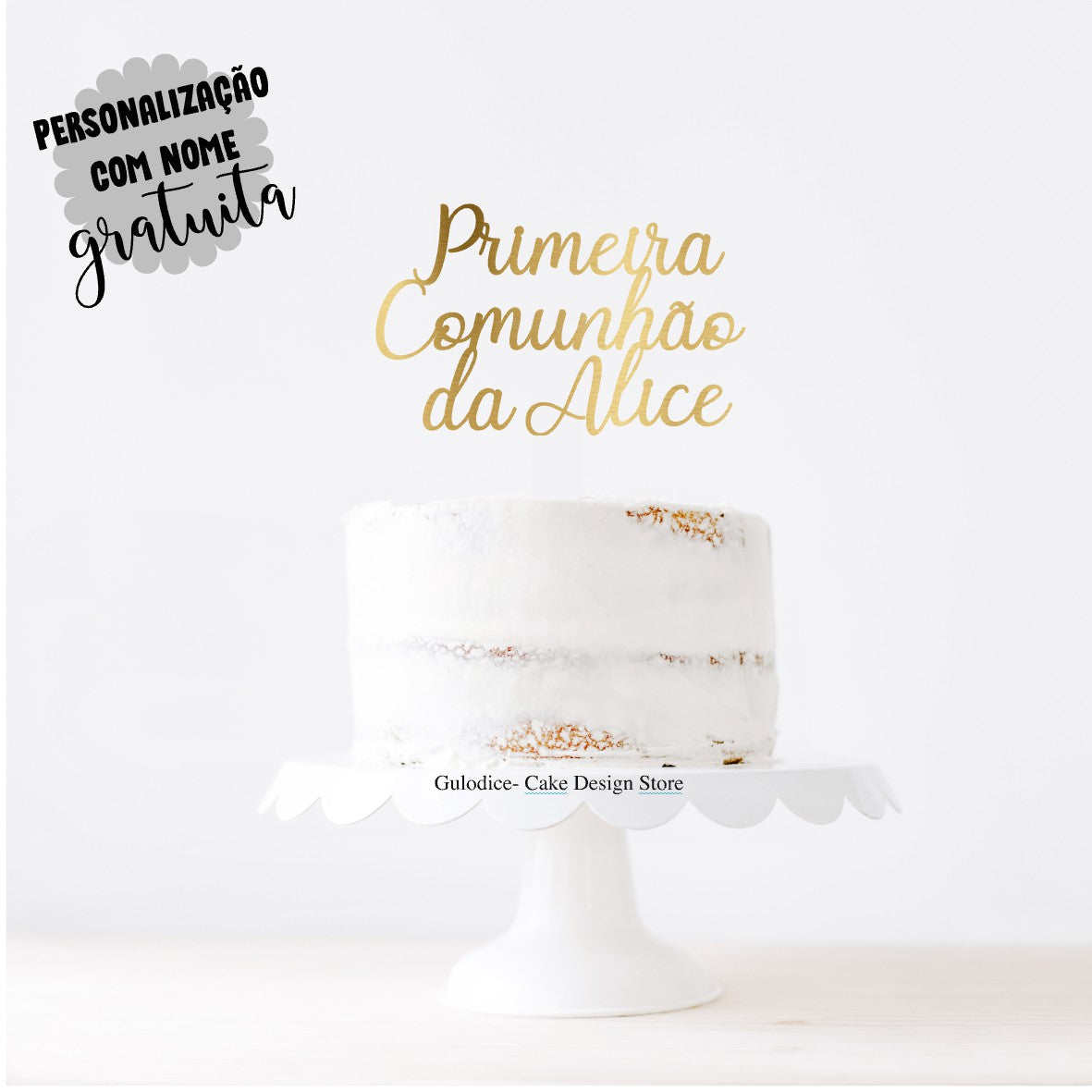 Communion Cake Topper NAME - Ref. 001