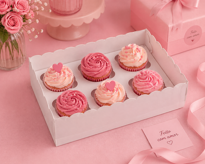 White Box for 6 Cupcakes with PVC Lid 