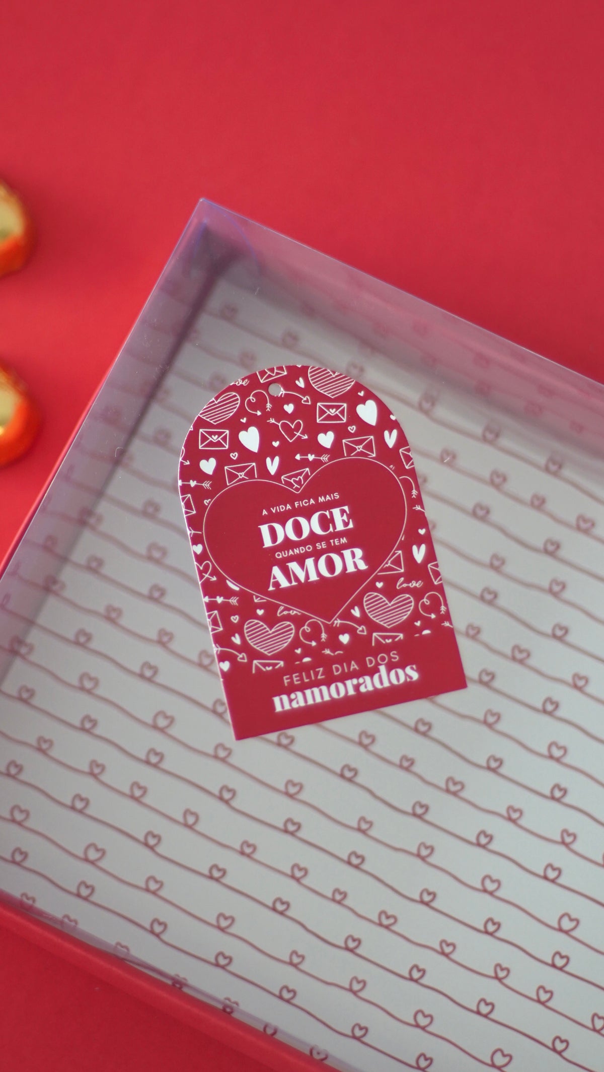 Box/Tray 25x17cm with label - Valentine's Day - Red