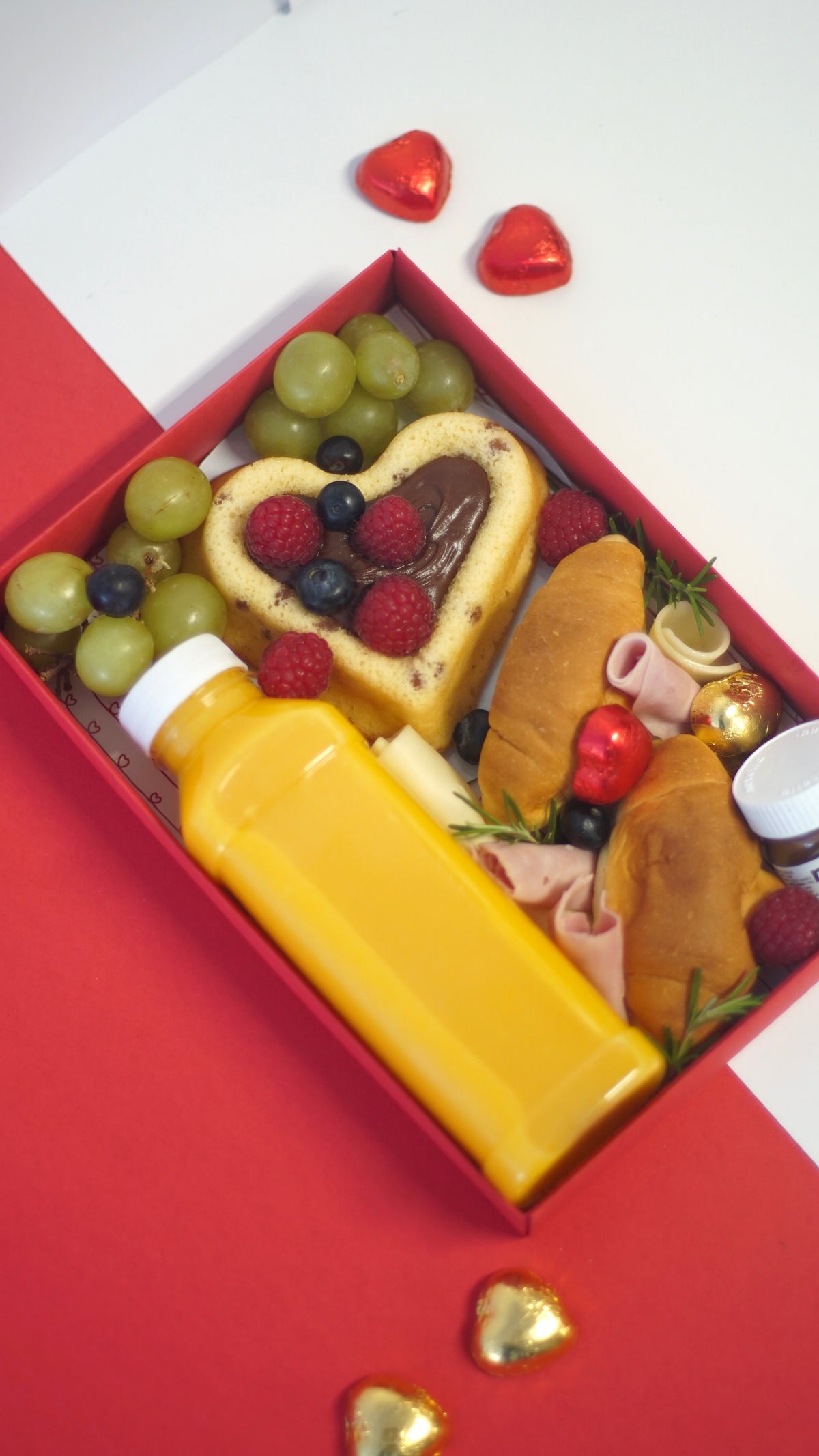 Box/Tray 25x17cm with label - Valentine's Day - Red