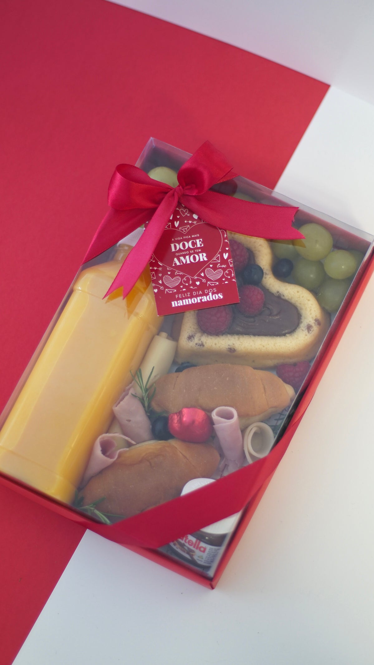 Box/Tray 25x17cm with label - Valentine's Day - Red