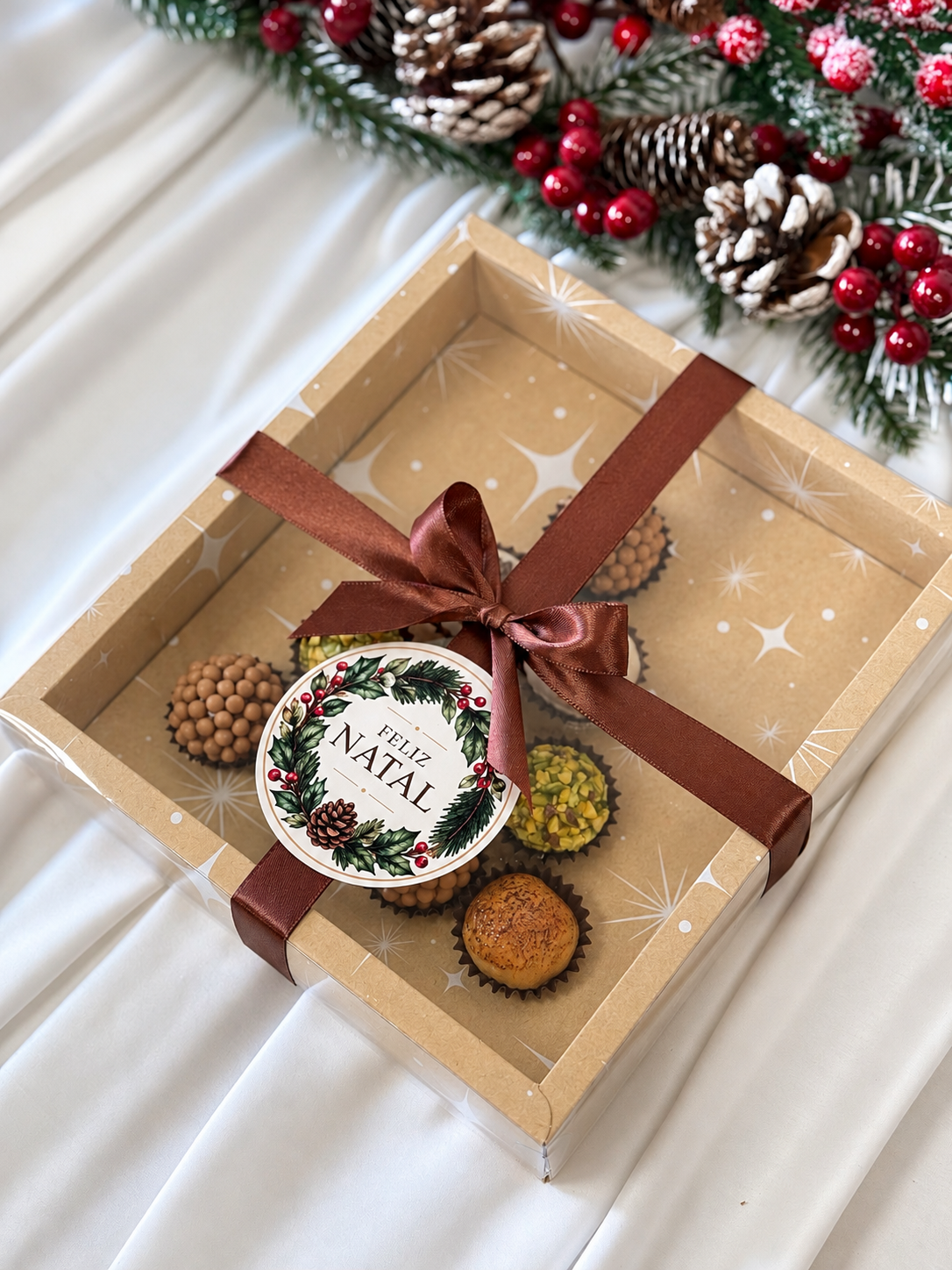 Etiqueta Autocolante Bosque de Natal 7,5cm - Pack 10 un.