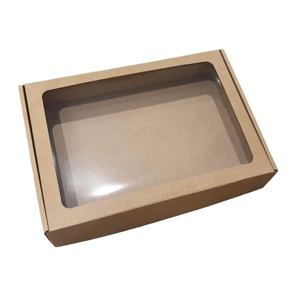 Cardboard Box Basket with Window 29x21x6cm - PACK OF 10