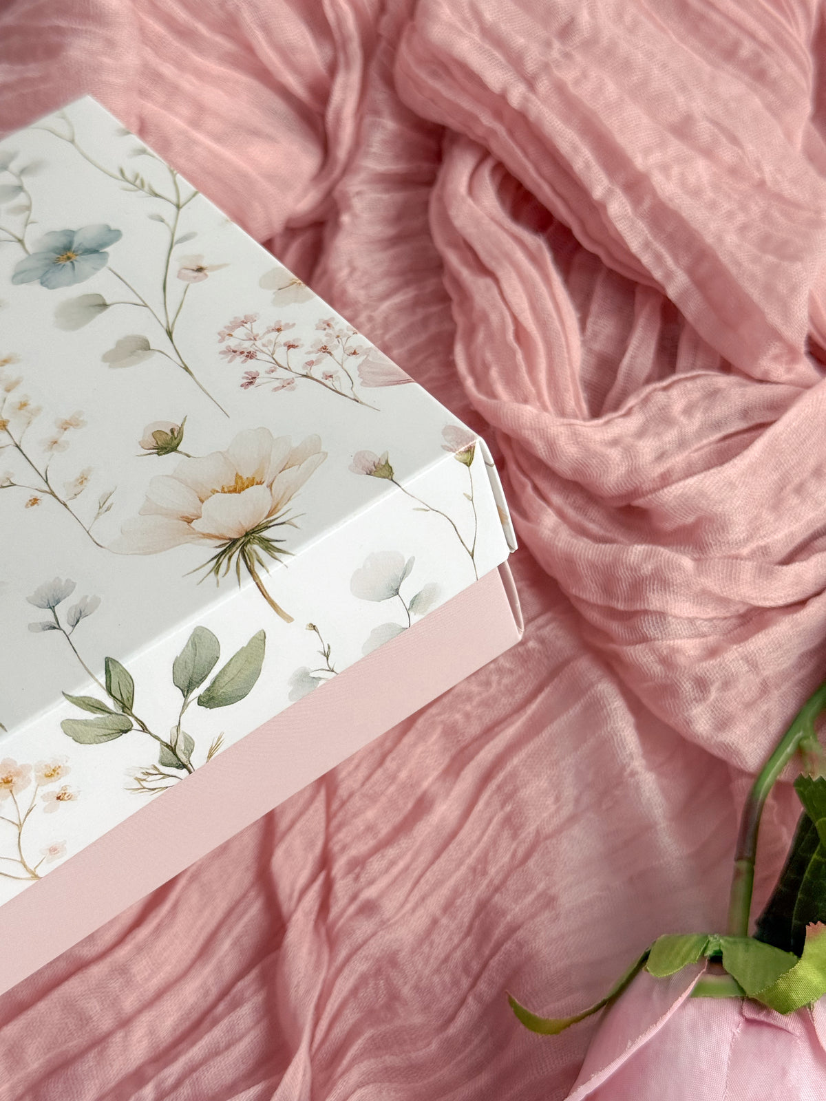 Caixa Rosa Bolachas/Presentes c/fundo e etiqueta - Dia da Mãe