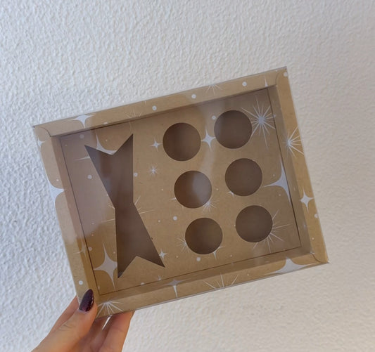 Caixa Garrafa + 6 Doces Kraft c/ Estrelas - 10 unidades