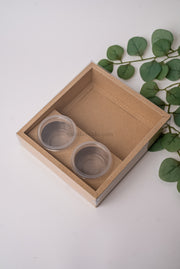 Fondue Box with Bowls + Free Space with PVC Lid - Kraft