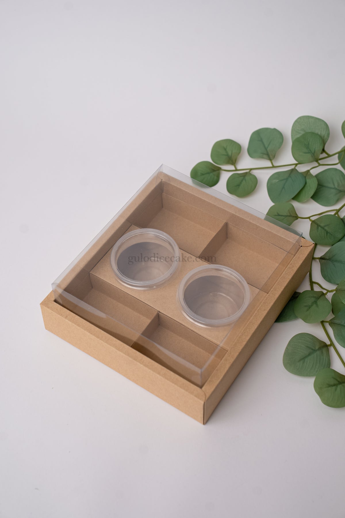 Fondue Box with Bowls + Dividers with PVC Lid - Kraft