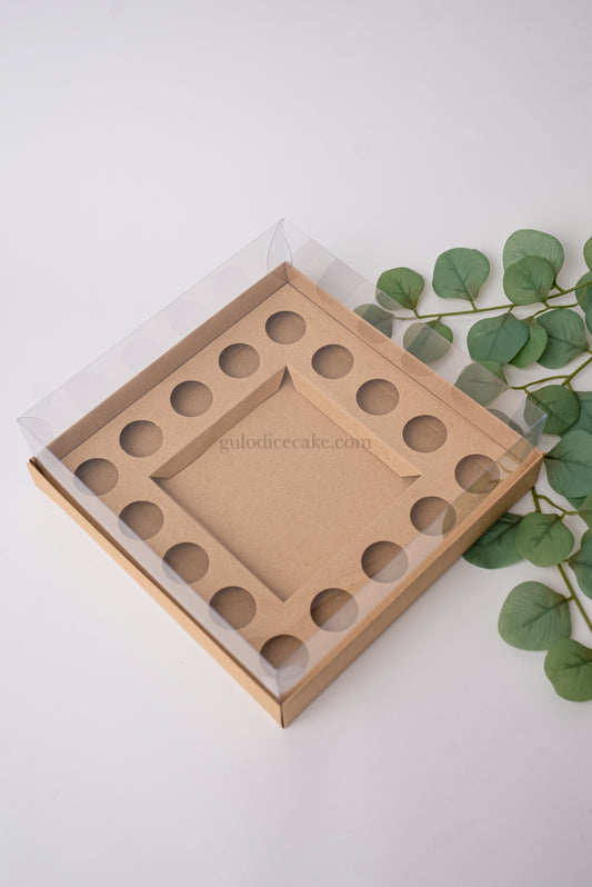 Caixa Bolo + 16 Doces c/ Tampa PVC- Kraft