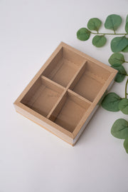Box with 4 Compartments and Lid - PVC Kraft