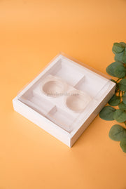 Fondue Box with Bowls + Dividers with PVC Lid - White