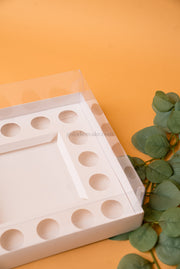 Cake Box + 16 Sweets with PVC Lid - White
