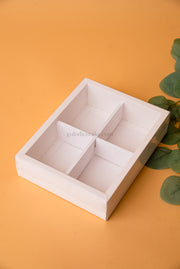 Box with 4 compartments and PVC lid - White