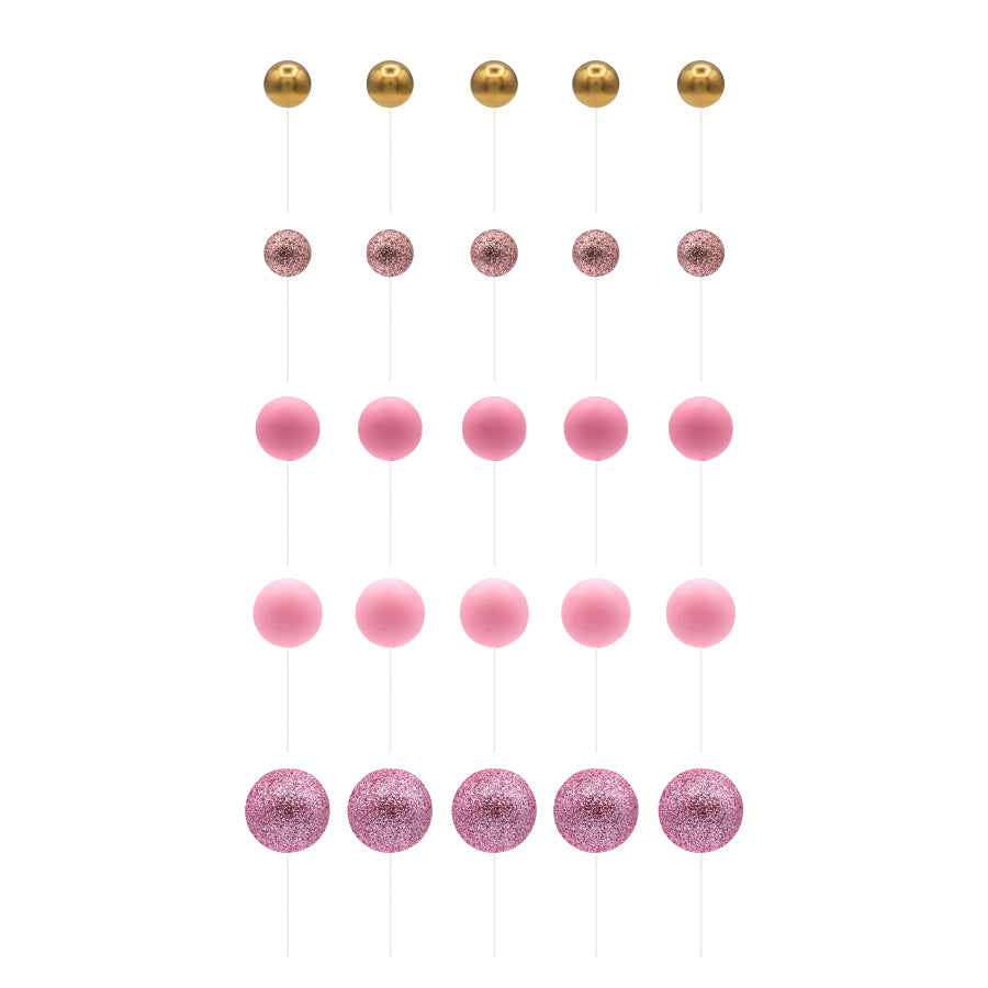 Conjunto Esferas Rosa & Ouro