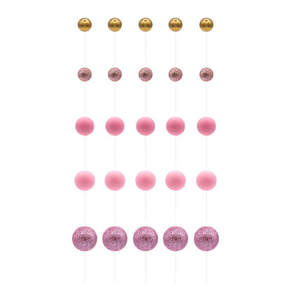 Conjunto Esferas Rosa & Ouro