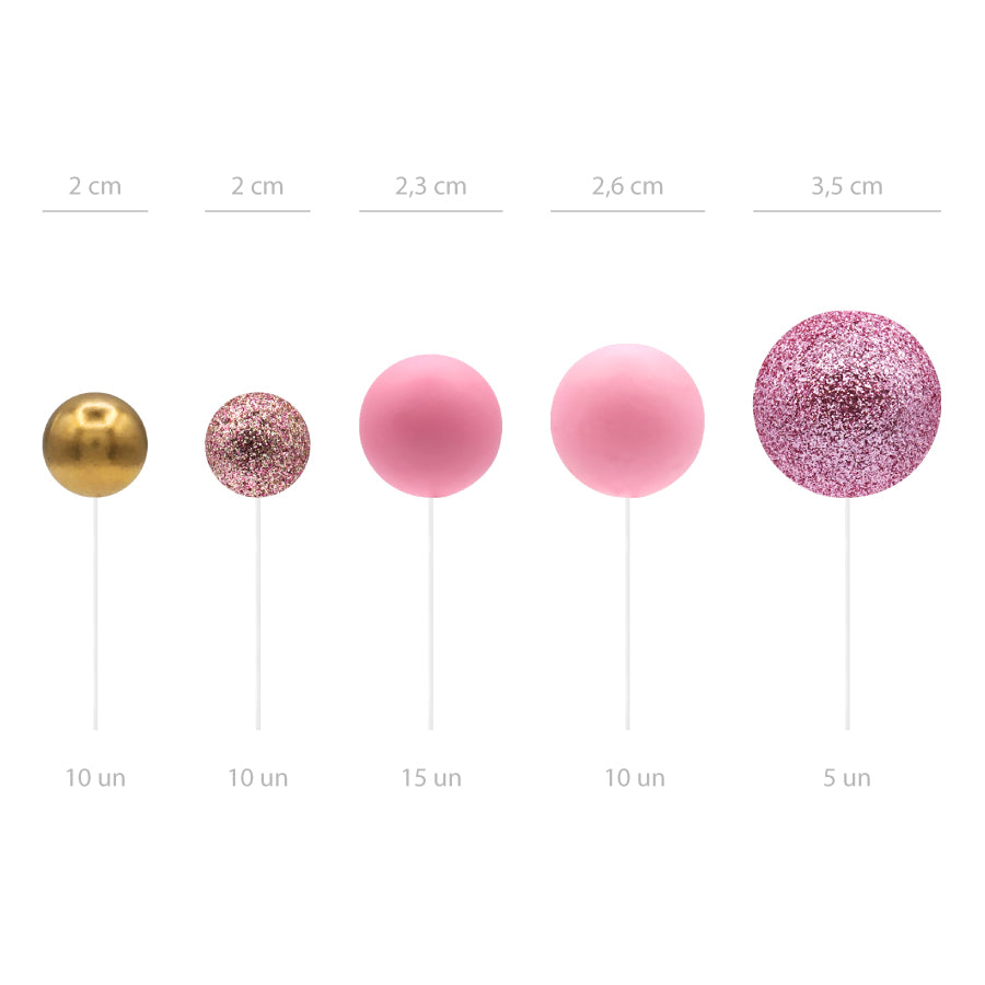 Conjunto Esferas Rosa & Ouro