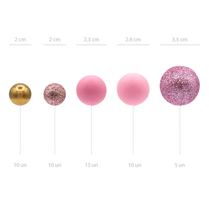 Conjunto Esferas Rosa & Ouro