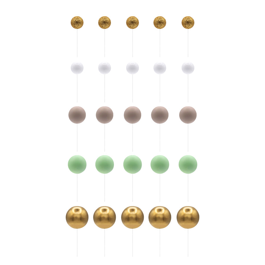 Green, Beige &amp; Silver Sphere Set