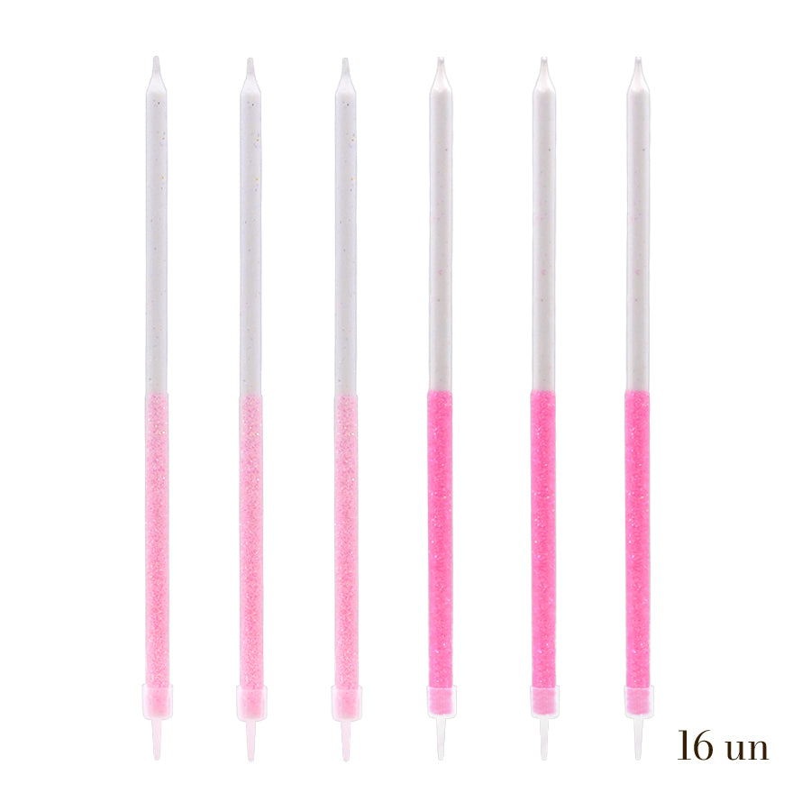 Tall White Candles with Gold Detail
