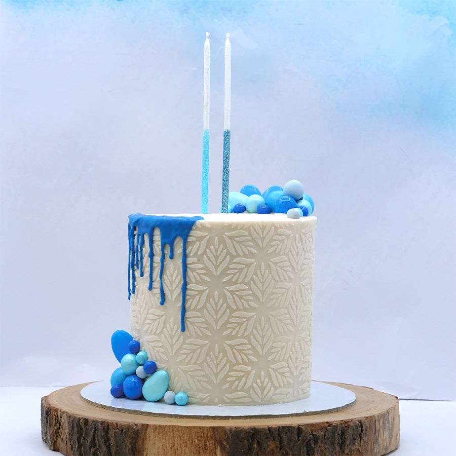 Tall White Candles with Gold Detail